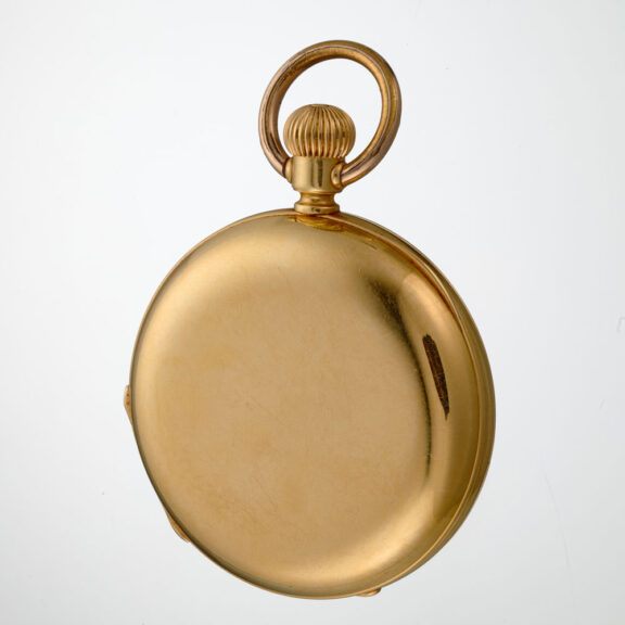 Swiss 18K gold hunting cased keyless pocket watch Circa 1881 Swiss 18K gold hunting cased keyless pocket watch Circa 1881