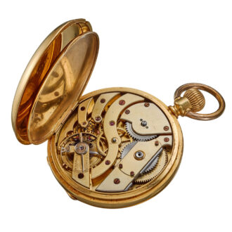 Swiss 18K gold hunting cased keyless pocket watch Circa 1881 Swiss 18K gold hunting cased keyless pocket watch Circa 1881