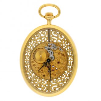 Swiss oval-shaped skeletonized pocket watch Circa 1997