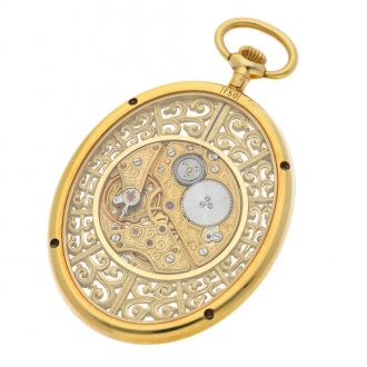 Swiss oval-shaped skeletonized pocket watch Circa 1997