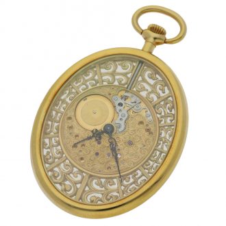 Swiss oval-shaped skeletonized pocket watch Circa 1997