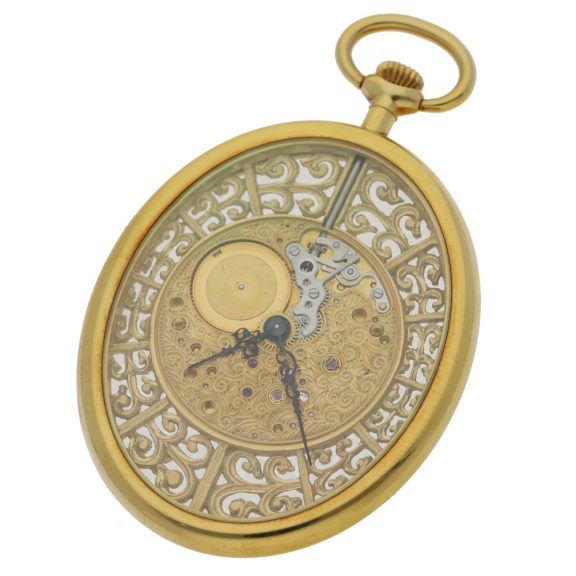 Swiss oval-shaped skeletonized pocket watch Circa 1997 Swiss oval-shaped skeletonized pocket watch Circa 1997