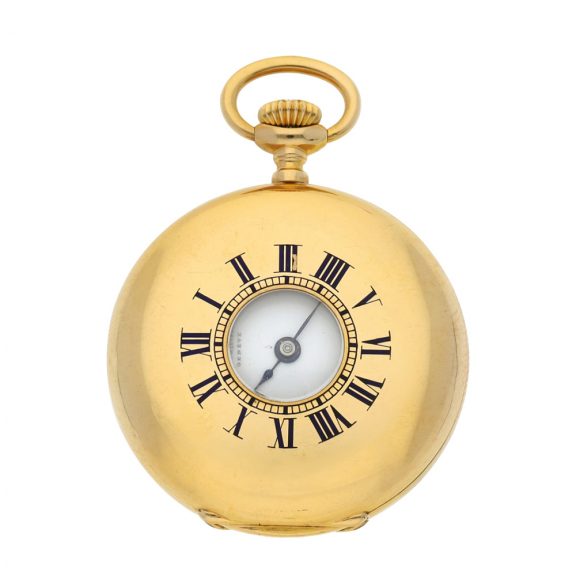 Swiss 18k yellow gold half hunter pocket watch Circa 1900