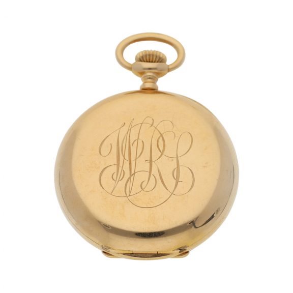 Swiss 18k yellow gold half hunter pocket watch Circa 1900 Swiss 18k yellow gold half hunter pocket watch Circa 1900