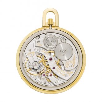Unique Swiss gold lever with enamel painted scene Circa 1969