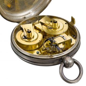 Rare Swiss silver twin barrel chronometer watch Circa 1829
