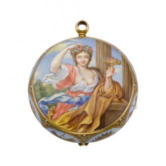 French enamel painted watch with shagreen outer cover Circa 1650