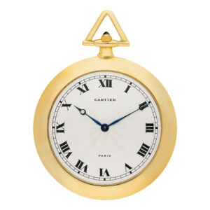 French gold lever watch with long gold Cartier chain Circa 1995