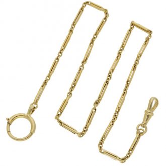French gold lever watch with long gold Cartier chain Circa 1995