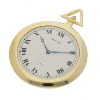 French gold lever watch with long gold Cartier chain Circa 1995
