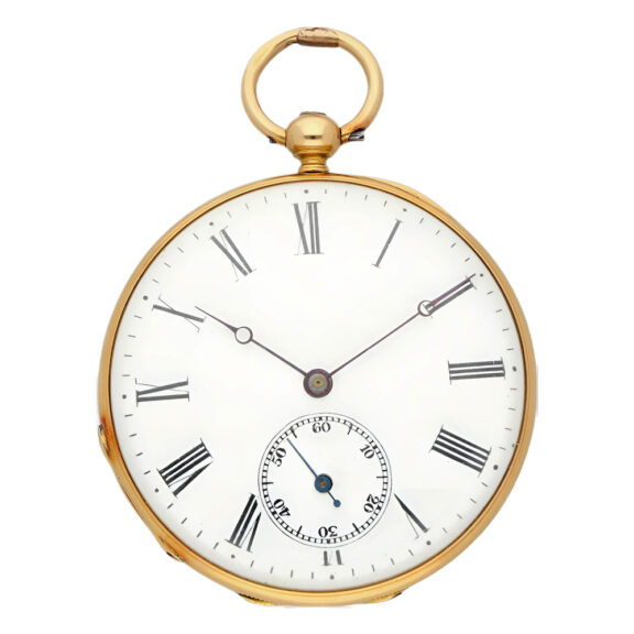 Swiss 18K gold pocket watch with enamel portrait Circa 1850 Swiss 18K gold pocket watch with enamel portrait Circa 1850