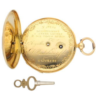 Swiss 18K gold pocket watch with enamel portrait Circa 1850