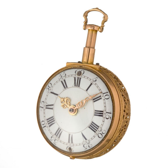 A 20 Carat gold quarter repeating verge watch Circa 1740 A 20 Carat gold quarter repeating verge watch Circa 1740