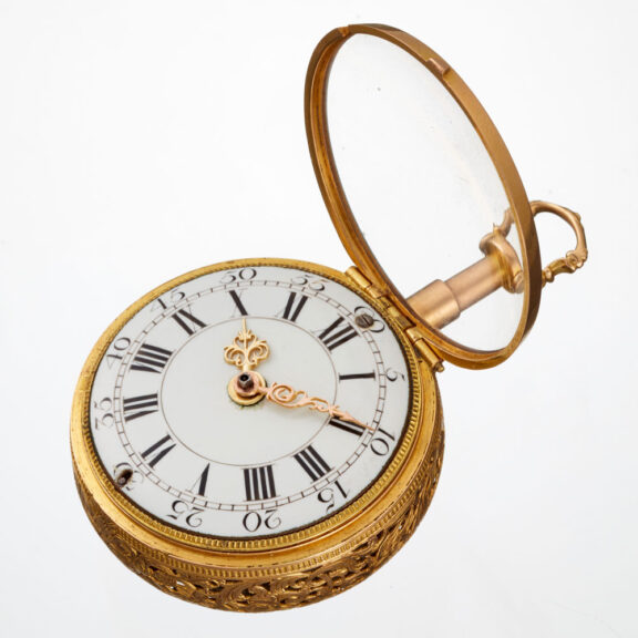 A 20 Carat gold quarter repeating verge watch Circa 1740 A 20 Carat gold quarter repeating verge watch Circa 1740