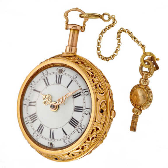 A 20 Carat gold quarter repeating verge watch Circa 1740 A 20 Carat gold quarter repeating verge watch Circa 1740