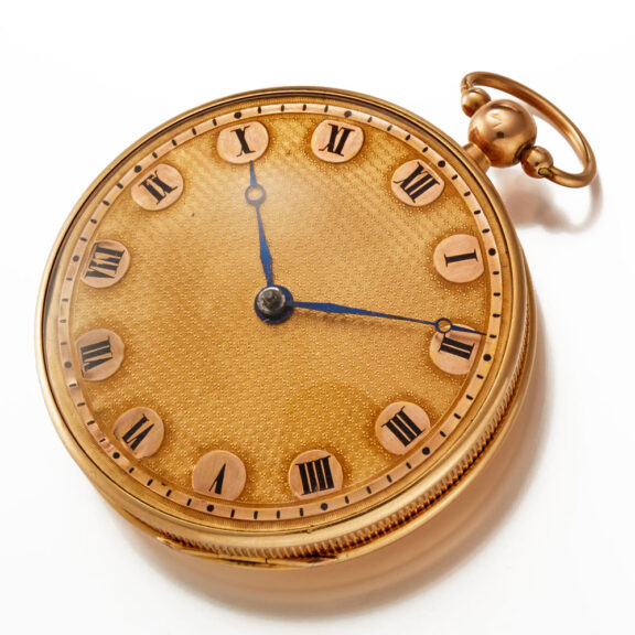 A Swiss verge watch in a gold open face case Circa 1810 A Swiss verge watch in a gold open face case Circa 1810