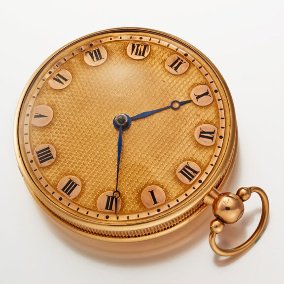 A Swiss verge watch in a gold open face case Circa 1810 A Swiss verge watch in a gold open face case Circa 1810
