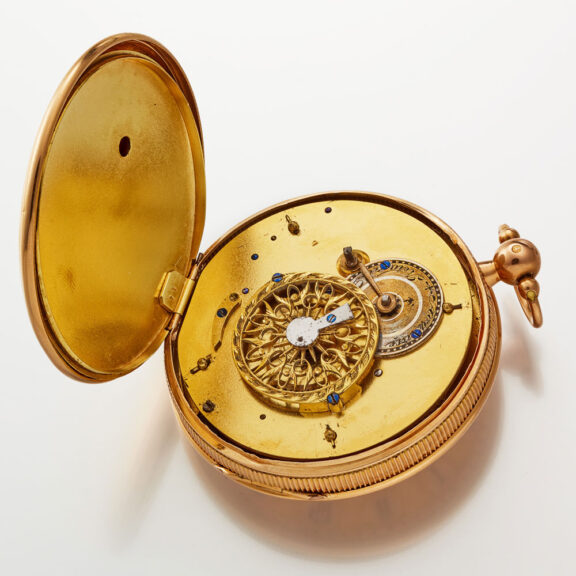 A Swiss verge watch in a gold open face case Circa 1810 A Swiss verge watch in a gold open face case Circa 1810