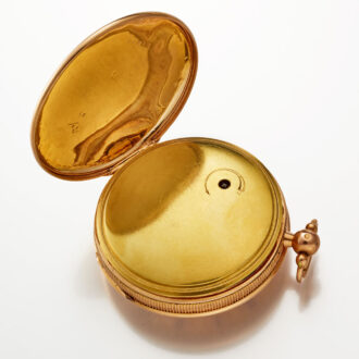 A Swiss verge watch in a gold open face case Circa 1810