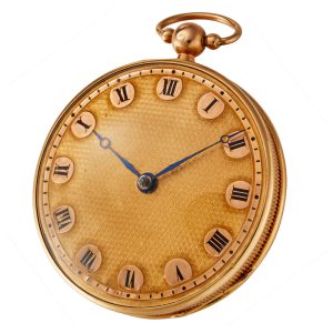 A Swiss verge watch in a gold open face case Circa 1810