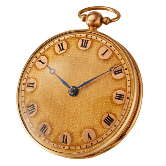 A Swiss verge watch in a gold open face case Circa 1810
