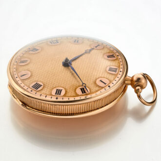 A Swiss verge watch in a gold open face case Circa 1810