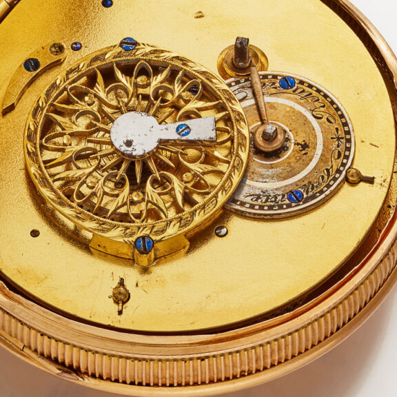 A Swiss verge watch in a gold open face case Circa 1810 A Swiss verge watch in a gold open face case Circa 1810