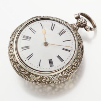 An English repousse verge in silver pair cases Circa 1832