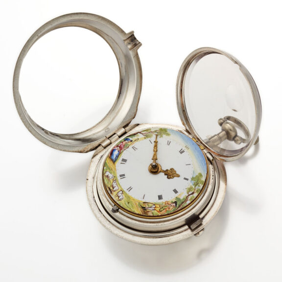 English verge with painted dial in silver pair cases Circa 1786 English verge with painted dial in silver pair cases Circa 1786