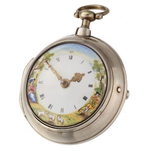 English verge with painted dial in silver pair cases Circa 1786