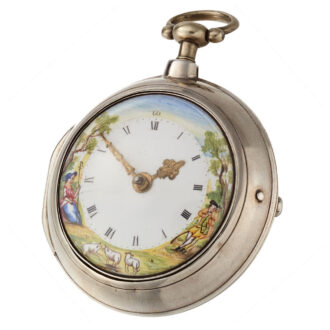 English verge with painted dial in silver pair cases Circa 1786