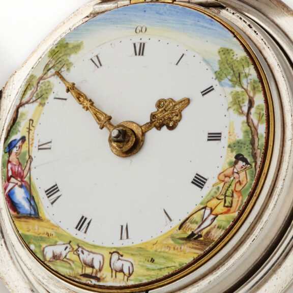 English verge with painted dial in silver pair cases Circa 1786 English verge with painted dial in silver pair cases Circa 1786