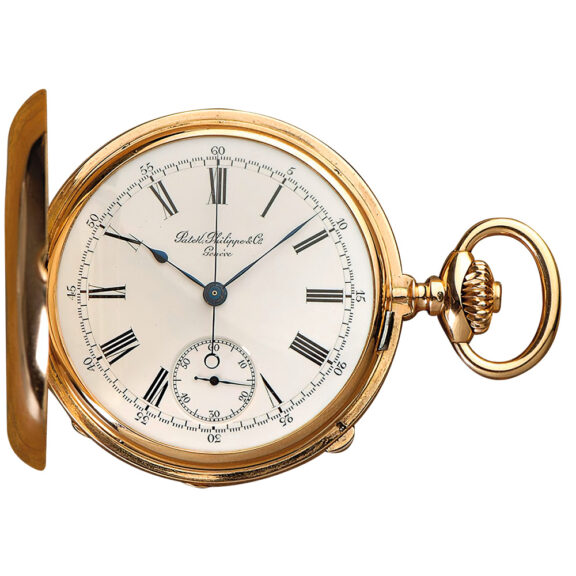 Swiss 18k rose gold pocket watch with chronograph Circa 1885