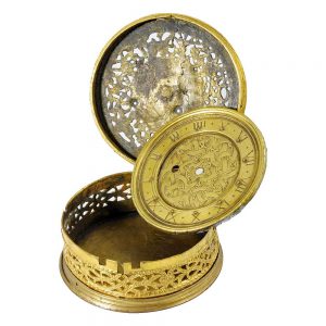 German fire gilt brass Renaissance case with dial Circa 1600