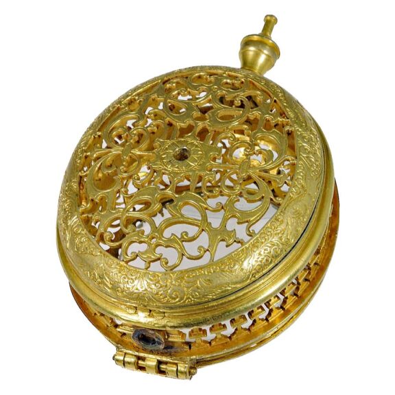 Early French fire gilded bronze pocket watch case Circa 1650 Early French fire gilded bronze pocket watch case Circa 1650