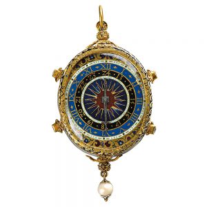 Extremely early German gold, enamel and rock crystal verge Circa 1560
