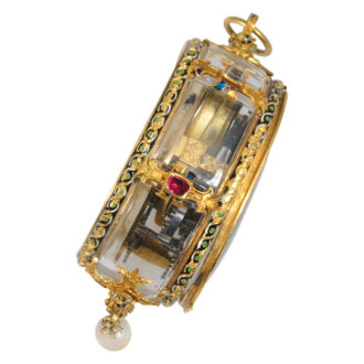 Extremely early German gold, enamel and rock crystal verge Circa 1560