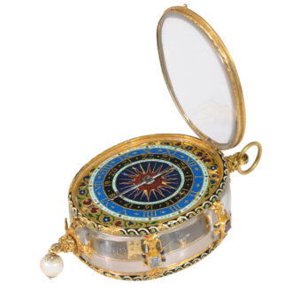 Extremely early German gold, enamel and rock crystal verge Circa 1560