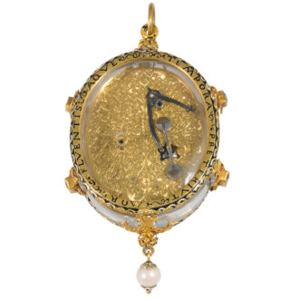 Extremely early German gold, enamel and rock crystal verge Circa 1560