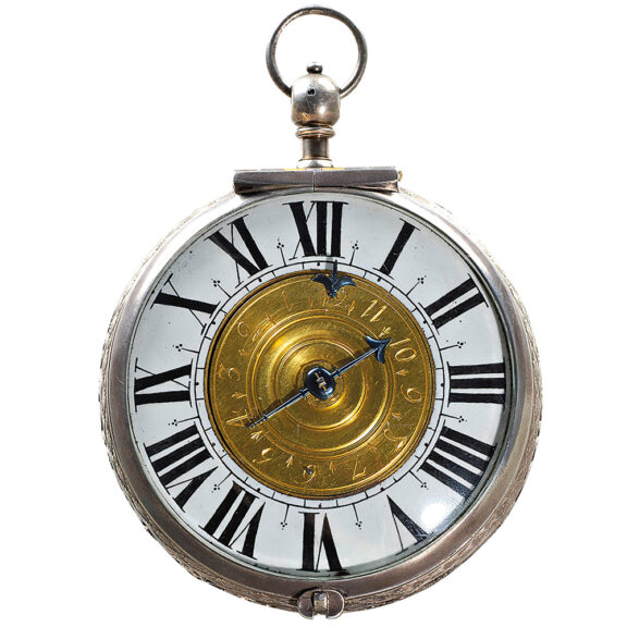 French silver coach clock with self strike and alarm Circa 1650 French silver coach clock with self strike and alarm Circa 1650