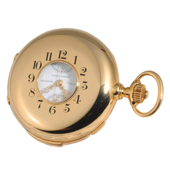 German gold watch with chronograph and counter Circa 1912 German gold watch with chronograph and counter Circa 1912