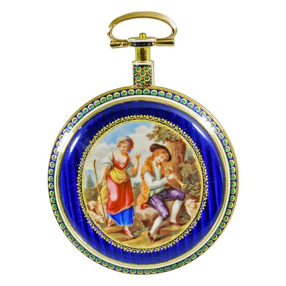 Swiss gold and enamel pocket watch of high quality Circa 1800