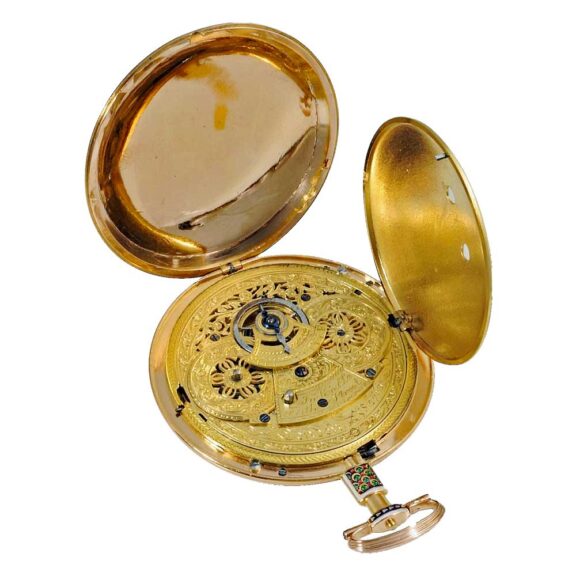 Swiss gold and enamel pocket watch of high quality Circa 1800 Swiss gold and enamel pocket watch of high quality Circa 1800