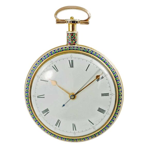 Swiss gold and enamel pocket watch of high quality Circa 1800 Swiss gold and enamel pocket watch of high quality Circa 1800