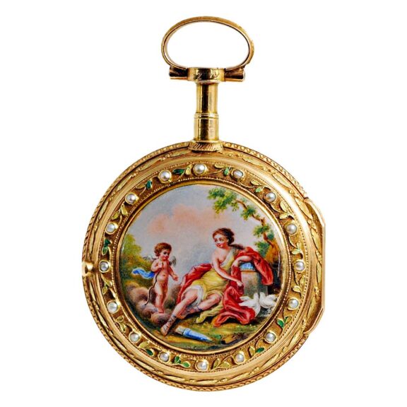 French verge pocket watch studded with half pearls Circa 1790