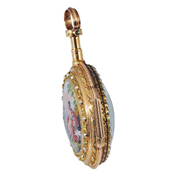 French verge pocket watch studded with half pearls Circa 1790 French verge pocket watch studded with half pearls Circa 1790