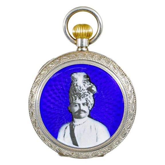 Swiss silver pocket watch with portrait of a Maharaja Circa 1900 Swiss silver pocket watch with portrait of a Maharaja Circa 1900