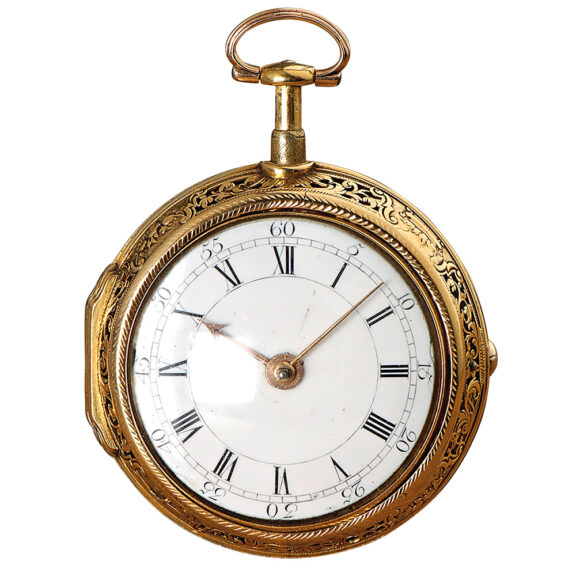 English repeating verge with "repoussé" decoration circa 1720