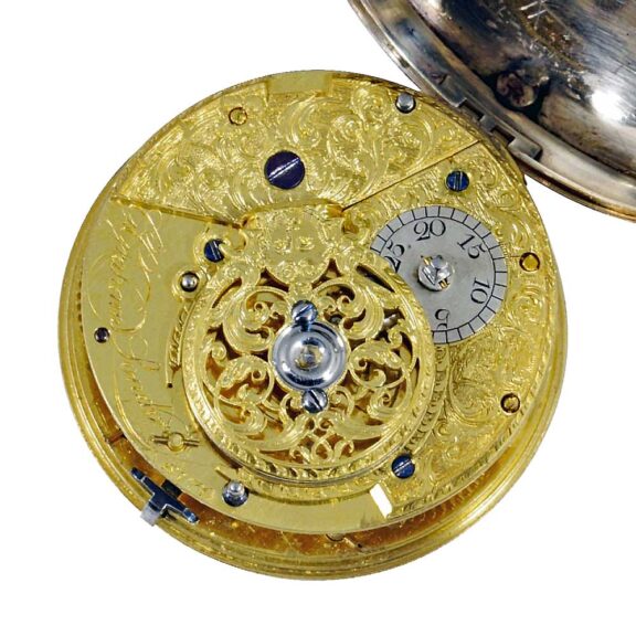 English silver pocket watch with cylinder escapement Circa 1744 English silver pocket watch with cylinder escapement Circa 1744