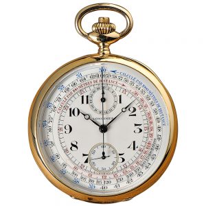 Swiss watch with date, chronograph and tachy scale Circa 1928